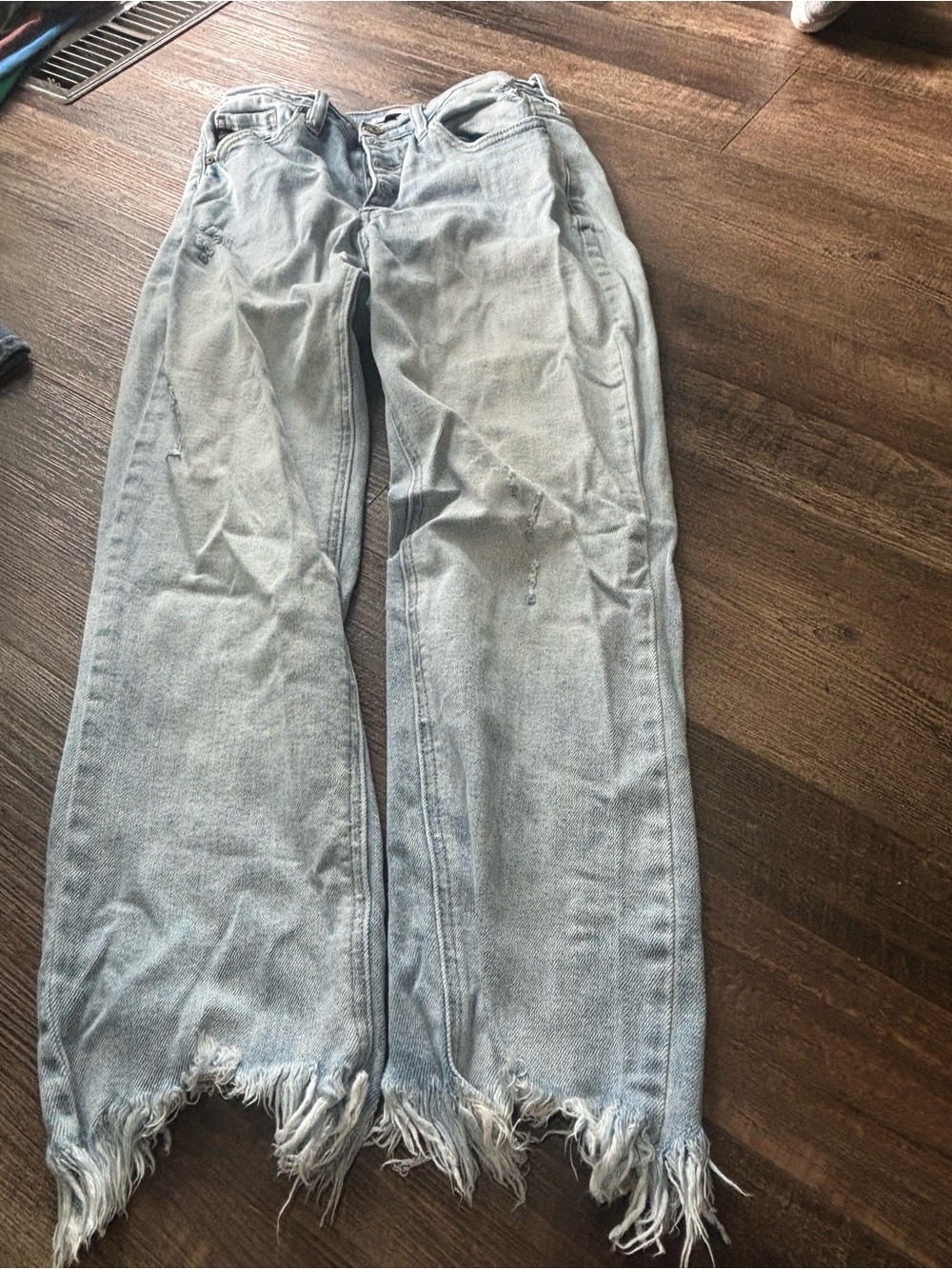KanCan Light Blue Boyfriend Jeans with Frayed Hem